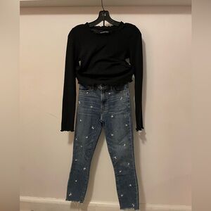 Abercrombie & Fitch Ribbed Long Sleeve (XS) and Skinny Denim Jeans (00)
